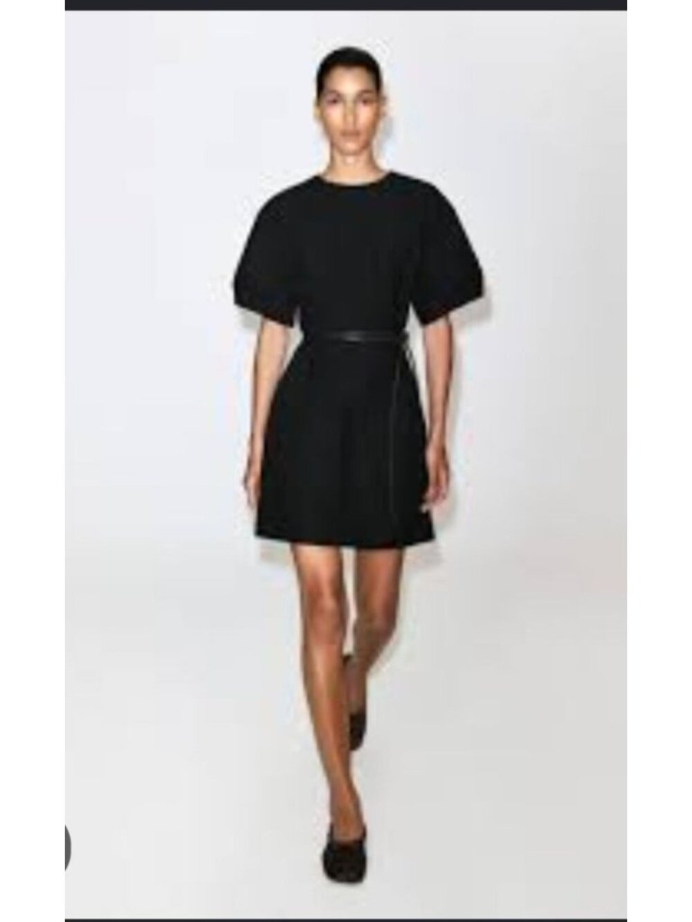 COS Womens Black belted mini dress size Medium A line Pockets Preppy Minimalist